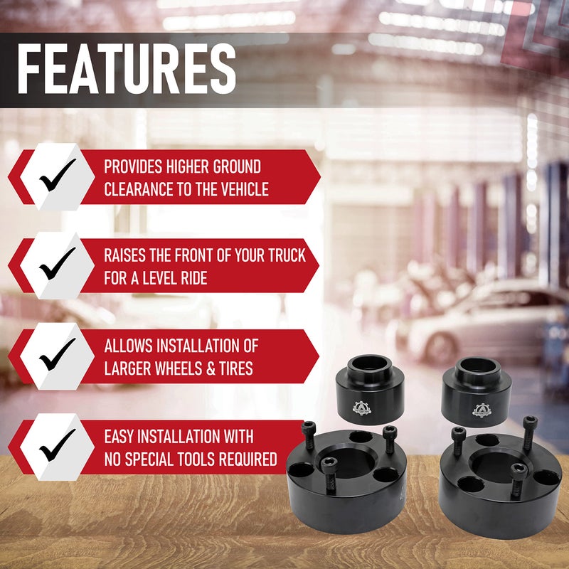 AA Ignition 3 Inch Front and 2 Inch Rear Leveling Kit, Compatible with Dodge Ram 1500 4WD - 2009-2018 4x4-3" Front, 2" Rear Strut Suspension Lift Spacers Set - Forged Aircraft Billet Aluminum Construction - Image 2